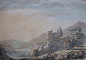 Image of 'Romantic view with Castle and Figures'